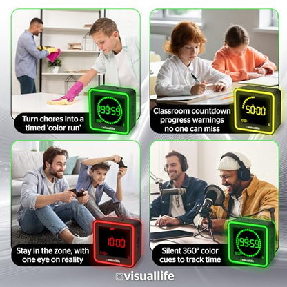 Visual Life Timer for Kids, Adults, ADHD, Autism & Dyslexia - New Timed Color Cues Anchor Focus, Track Progress & Guide Transitions - for Home, Teacher Classrooms, Homeschool, Business & Groups