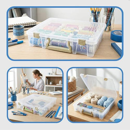 ArtBin Super Satchel 1 Compartment Box Clear Craft Organizer Storage Case - color: Clear & Gold