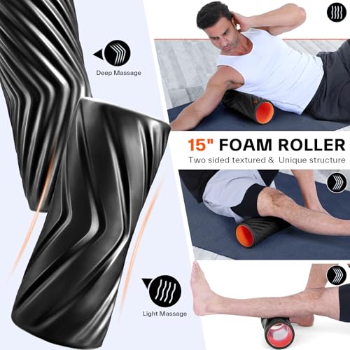 Sportneer 4 in 1 Pilates Foam Roller Muscle Relax Kit - color: Black