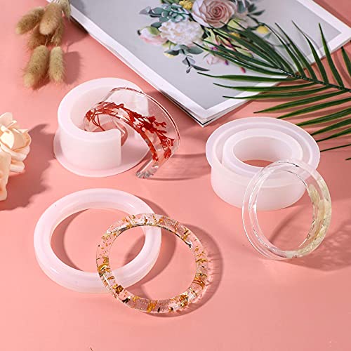 Gartful 6PCS Large Bracelet Resin Molds, Round C Font Silicone Jewelry Mold for Epoxy Casting, Silicone Bangle Mold for Making DIY Crafts Supplies, 6 Sizes - style: Bracelet
