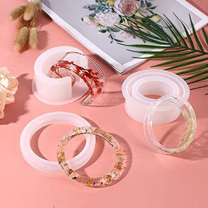 Gartful 6PCS Large Bracelet Resin Molds, Round C Font Silicone Jewelry Mold for Epoxy Casting, Silicone Bangle Mold for Making DIY Crafts Supplies, 6 Sizes - style: Bracelet