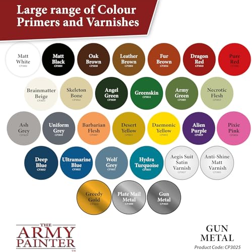 The Army Painter, Colour Primer Gun Metal, 400 ml acrylic spray | Spray Paint Basecoat for Miniature Model Undercoat Priming, Plastic Wargames, DnD & Warhammer - color: Gun Metal