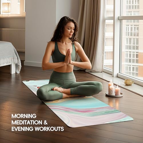 TPE Yoga Mat, 27x72 Inch, 5mm Thick, Non-Slip Surface for Tall People, Pilates, Meditation, Home Workout, Sweat-Resistant - color: Blue