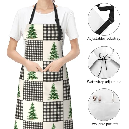 Art Apron with Pocket for Women Men | Kitchen Aprons Chef Apron for Cooking Baking BBQ Painting Gardening - color: Buffalo Checks
