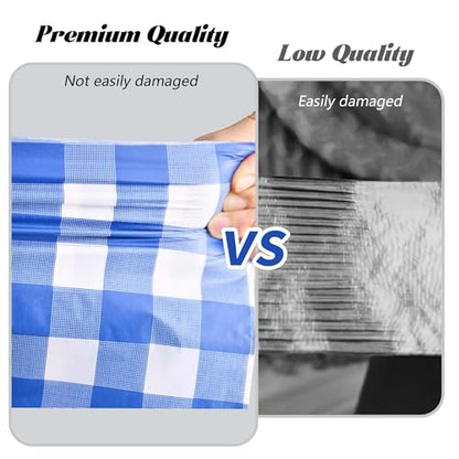 Disposable Blue & White Checkered Plastic Table Cover Roll 54in X 240ft - Heavy Duty Waterproof Tablecloth with Easy Slide Cutter for Parties, Picnics & Barbecues - color: Blue Checkered, size: 2880" x 54" (Rectangular)