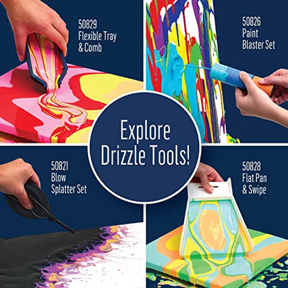 FolkArt Drizzle Flexible Paint Tray and Comb Set, Durable Silicone Tools Perfect for DIY Paint Pouring Arts and Crafts Projects, 50829 - style: Tray and Comb Set
