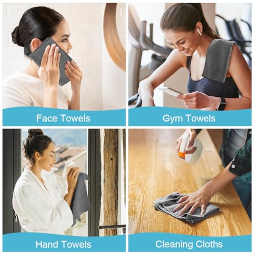 Orighty Wash Cloths, Face Towels 12x12 Inch 20 Pack - color: Grey