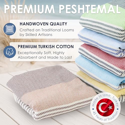 ATANI Turkish Beach Towel, Converts to a Bag, Oversized 100% Cotton Bath Towels Lightweight Quick-Dry Beach Blanket for Travel, Picnic, Camping, Yoga and Pool (Brown, 71 inc x 39 inc) - color: Brown, size: 71 inc x 39 inc
