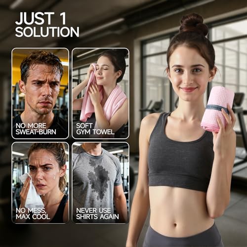 REDKISS 4 Pack Microfiber Workout Towels, Quick-Dry Gym Towels for Men, Yoga & Running, Soft Breathable, 39" x 16" - color: Pink