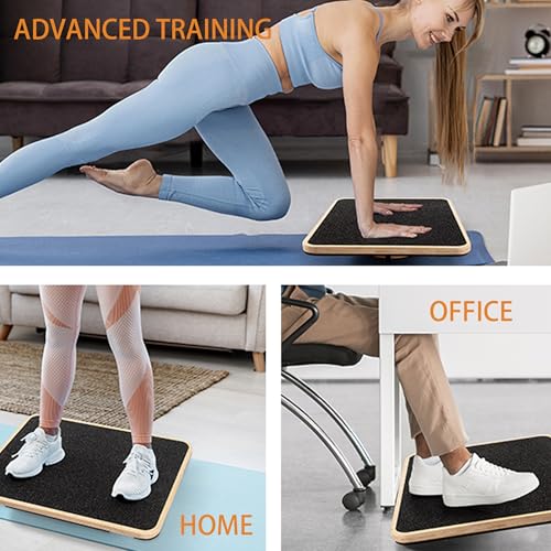 Adult Professional Wooden Balance Board - 350 lbs Non-Slip Balance Board Design, Suitable for Physical Therapy and Under-Desk Use, 2 Simple Setup Methods, Durable and Stable Wooden Board