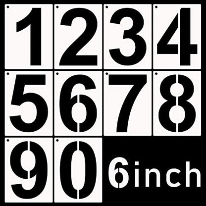 DXCYZ 6 Inch Tall Number Stencils Kit 0-9 Address Number Stencil, 10PCS Reusable Plastic Painting Number Templates for Mailbox Signs, Door, Cars, Trucks, Home, Business, Window - size: 6 Inch