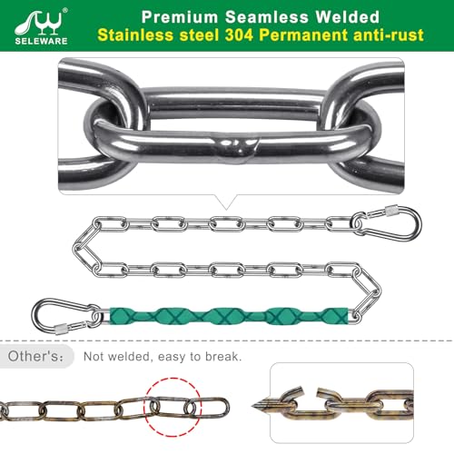 SELEWARE 2 Pcs 85" Heavy Duty Swing Chains Stainless Steel Hanging Chains - color: Green, size: 85" (2 Pcs)