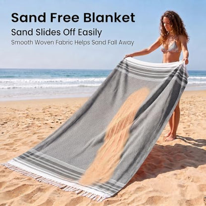 Yongoes Turkish Beach Towel Blanket Oversized 82x88 Black Boho - color: Black, size: Extra Large 82"x88"（208x224cm）