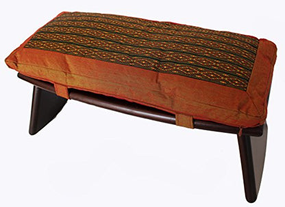 Meditation Bench & Cushion Set - Folding Seiza - Global Weave Diamond Saffron - color: Global Weave Diamond Saffron