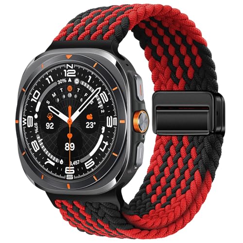 Sport Magnetic Band Compatible with Samsung Galaxy Watch Ultra 2/Ultra 47mm - color: Black/Red, size: for Galaxy Watch Ultra 2 1/Ultra(2025)