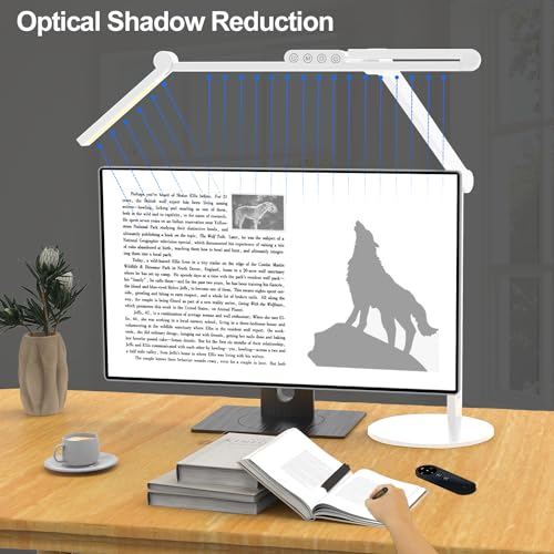 Architect Desk Lamp for Home Office, 24W Adjustable Led Desk Light with Remote, 1500LM Bright Dimmable Computer Table Light Rotatable Office Lamp with Base for Cafting Monitor - color: Light White