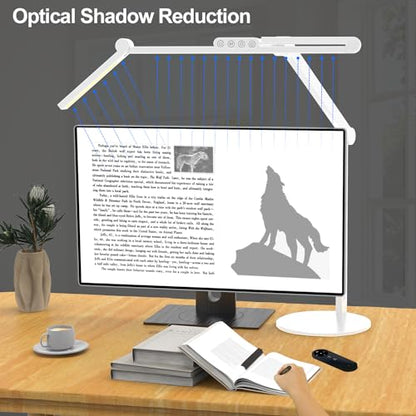 Architect Desk Lamp for Home Office, 24W Adjustable Led Desk Light with Remote, 1500LM Bright Dimmable Computer Table Light Rotatable Office Lamp with Base for Cafting Monitor - color: Light White