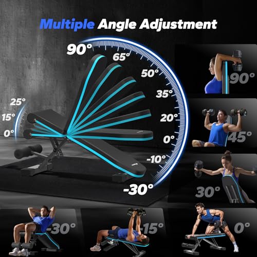 MERACH Weight Bench, Foldable Weight Benches for Home Gym with 990 LBS, Adjustable Weight Bench with 72 Training Angles, Incline Bench Press for Full Body