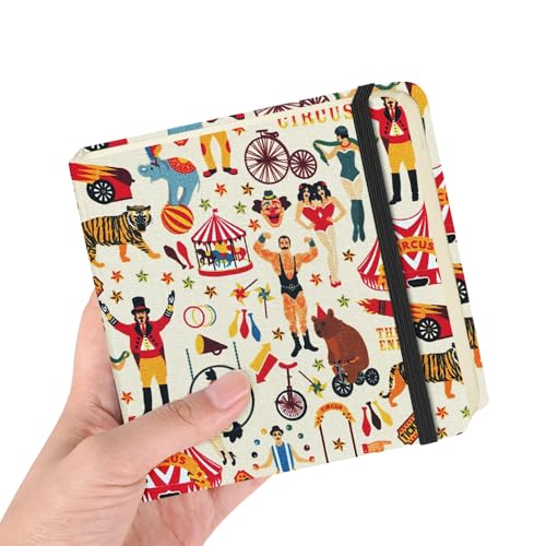 5x5" Pocket Sketch Book,80gsm Hardcover Art Sketchbook for Drawing Journal | Cloth Cover,80gsm Blank Paper,96Sheets,Lay-Flat,Portable Travel Creation Paint Diary Memo Planner,Dry Media.Circus Troup - color: Cloth Cover-4.8x4.8in-Circus Troup