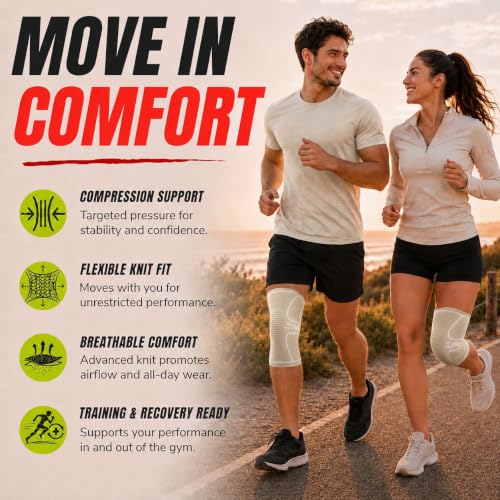 UFlex Athletics Knee Brace for Men and Women Knee Compression Sleeve Knee Support Wraps for Arthritis Joint Pain Relief, Workout, Swelling, Sports, Circulation, Running, & ACL Recovery - color: Beige, size: Small