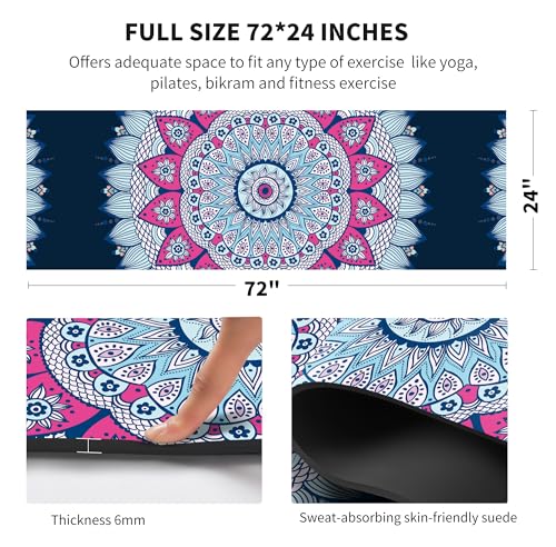 nuveti Yoga Mat Print Extra Thick TPE Non Slip Fitness Exercise Mat with Carrying Bag,72"x24" Extra Thick 6MM Exercise & Workout Mat for Yoga, Pilates Fitness and Floor Exercises - color: Bing
