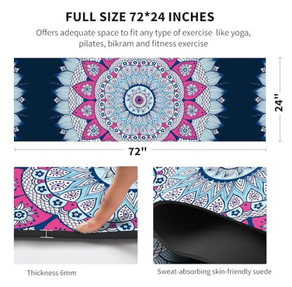 nuveti Yoga Mat Print Extra Thick TPE Non Slip Fitness Exercise Mat with Carrying Bag,72"x24" Extra Thick 6MM Exercise & Workout Mat for Yoga, Pilates Fitness and Floor Exercises - color: Bing