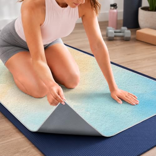 Yoga Mat Towel, Hot Yoga Towel High-Definition Pattern, Machine Washable with Ultra-Absorbent Yoga Towels for Hot Yoga Non Slip for Fitness, Exercise, Pilates, 72 x 27 in, Blue Sunset - color: Blue Sunset