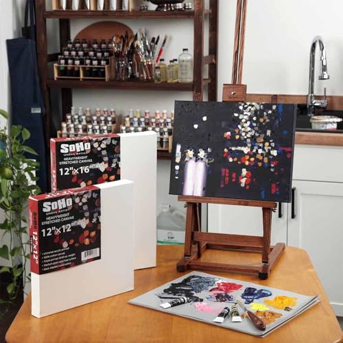 SoHo Urban Artist, 11x14 Heavyweight Stretched Cotton Canvas for Painting - 1.5" Deep- 3 Pack, Triple Primed, 100% Cotton Canvas, Archival, Universal Primed for Oil, Acrylic, Alkyd, Mixed Media