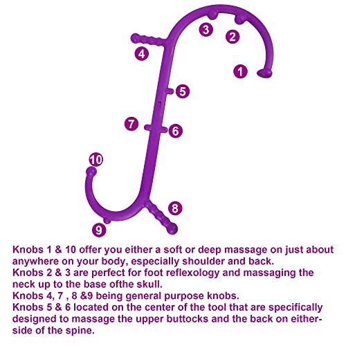 Shrdaepe Massage Trigger Point Cane, Muscle Release Tool Self Massage Hook Cane, Handheld Back, Neck, Shoulder, Leg and Feet Massager Rod, Body Deep Tissue Gifts for Men & Women, Purple - color: Purple