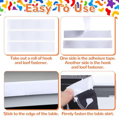 Wiooffen 9Ft Black and White Composition Table Skirt Classroom Teacher Desk Curtain Skirts Tablecloth Rectangle Table Cover Skirt for Back to School Kindergarten Office Bookcase Supplies Painted Dot - style: Composition