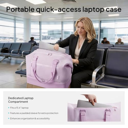 Travel Duffle Bag for Women, 40L Weekender Bags Airline Approved Carry On with Shoe Compartment & Waterproof Wet Pocket, Durable Nylon Weekender Overnight Bag for Travel, Gym, Business Trip, Purple - color: Purple