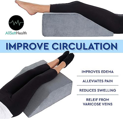 Leg Elevation Pillow - Memory Foam Leg Elevating Pillow | Leg Rest Wedge - Leg Pillow Elevation Blood Circulation | Relieves and Recovers Foot & Ankle Injuries | Foot Elevation Pillows for Swelling - style: Leg Elevation