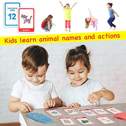 Animal Movement Cards for Kids, Active Games, 20 Animals, 52 Cards | Snap, Matching & Go Fish Game Modes, Gross Motor Activity, Indoor Outdoor, Classroom PE Homeschool, Toddler Exercise Cards - style: Animal Movement Cards