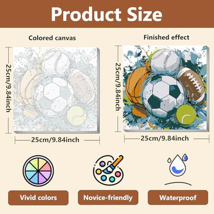 Reivworl Framed Ball Sports Paint by Numbers Kit for Adults Beginner 10×10 inch - color: 14-Ball
