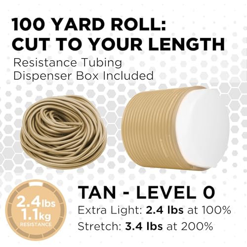 THERABAND Latex Resistance Tubing, Tan, Extra Thin, Level 0, 100 ft Roll - color: Level 0 / Extra Light - Tan, size: 100 Foot