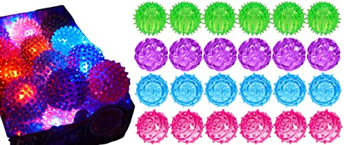 JA-RU Light Up Spiky Balls for Kids (24 Pack) – Light Up Bouncy Balls, Spiky Fidget Toys for Stress Relief, Sensory Bin Filler, Bulk Party Favors, & Classroom Prizes. 695-24p - size: 24 Pack of Spike Balls