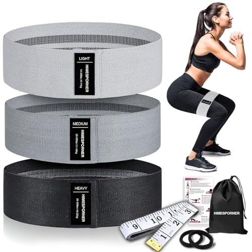HIMESPORNER Wide Fabric Resistance Bands for Working Out 3 Level - color: Grey and Black