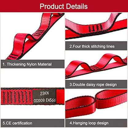 23KN (5070 lbs) Heavy Duty Straps, 2 Pack Adjustable Daisy Chain Webbing - color: Red