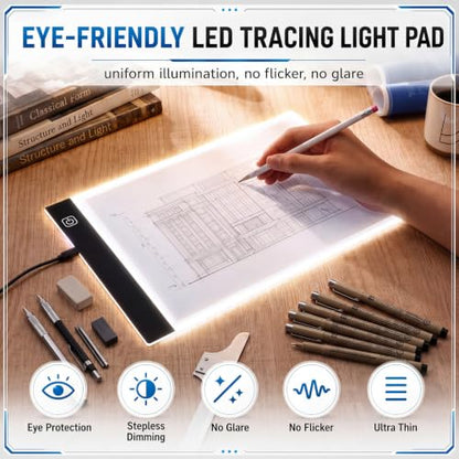 Ropoloogy 6 Pack A4 Rechargeable Tracing Light Box Diamond Art Painting Drawing LED Light Pad with USB Powered and Adjustable Brightness Art Tracer Board for Sketching Animation Stenciling