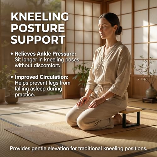 Bamboo Meditation Footrest & Seiza Kneeling Aid – 7" Yoga Support Platform for Leg Relief & Deep Stretching – Ergonomic Zen Prop
