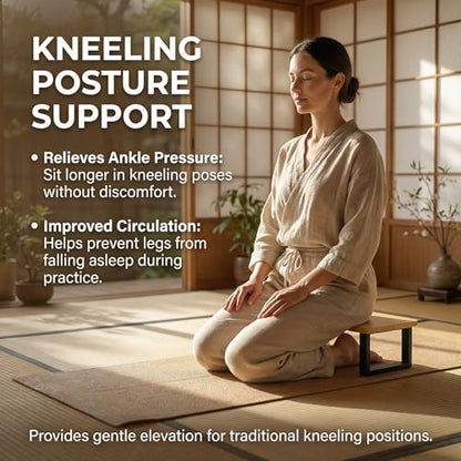 Bamboo Meditation Footrest & Seiza Kneeling Aid – 7" Yoga Support Platform for Leg Relief & Deep Stretching – Ergonomic Zen Prop