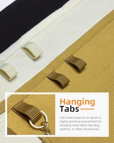 Canvas Work Waist Apron with 3 Pocket - color: 7 Pack Brown Apron Bulk