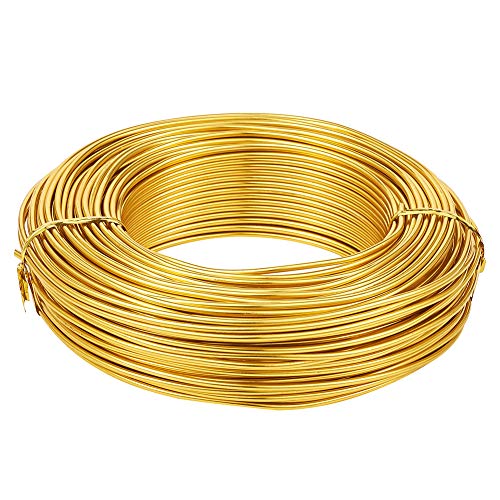 114 Feet 10 Gauge Aluminum Wire Gold Bendable Metal Craft Wire for Beading Jewelry Craft Making (2.5mm) - color: Round-Gold, size: 2.5mm
