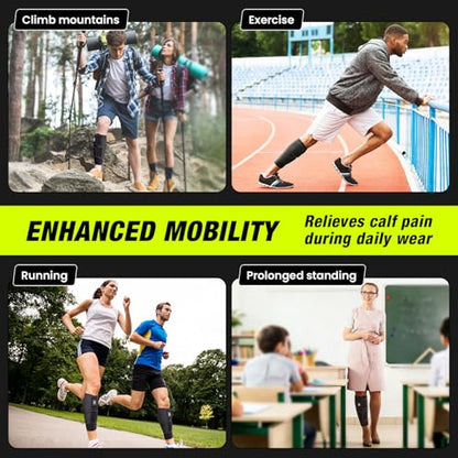 Sylong® Torn Calf Muscle Compression Sleeve Wrap Brace for Calf Swollen, Edema, Soreness, Strain, Cramps, Varicose veins, with 4 sets of Elastic straps - L/XL (1 pack) - size: L/XL