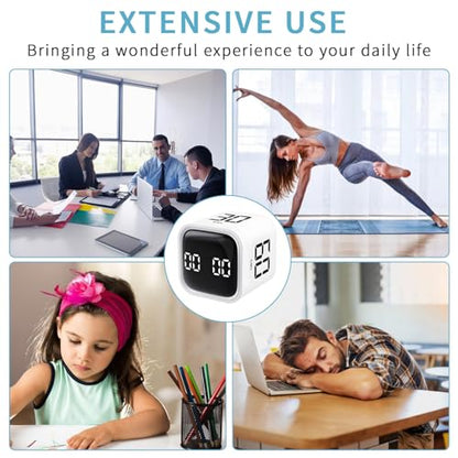 Qumox Pomodoro Timer, Cube Productivity Timer with Adjustable Sound and Vibration Alert, Ideal for Work, Office, ADHD, Study, and Tasks - 5/10/30/60 Minutes & Custom Countdown - White - color: White