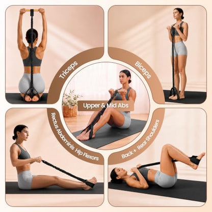 Foot Pedal Resistance Band with Wooden Handles - color: Black -Advanced Resistance