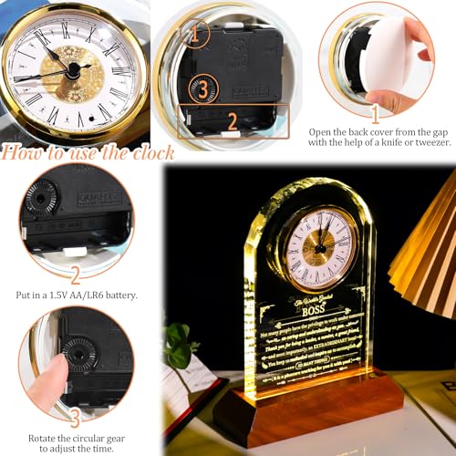 Ornalrist Boss Gifts for Best Boss Manager Glass Clock Boss's Day Keepsake - color: Boss Gifts