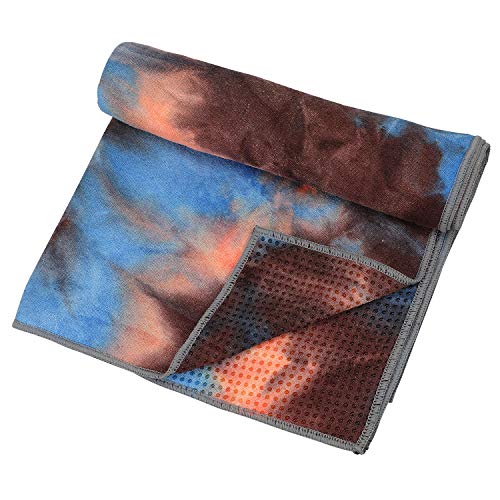 Yoga Towels , Non Slip Hot Yoga Towel Skidless Waffle Texture, 100% Absorbent Odorless Microfiber Yoga Blanket, Standard Sized 24 x72 in Mat Towel,for Hot Yoga, Bikram, Pilates ( Blue & Grey)…1