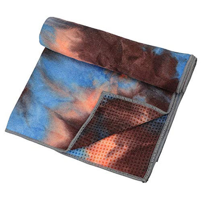 Yoga Towels , Non Slip Hot Yoga Towel Skidless Waffle Texture, 100% Absorbent Odorless Microfiber Yoga Blanket, Standard Sized 24 x72 in Mat Towel,for Hot Yoga, Bikram, Pilates ( Blue & Grey)…1