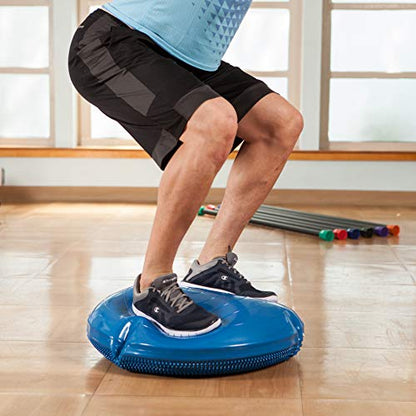 JFIT Inflatable Balance Disc - 13" or 26" Large Wobble Cushion Trainer - Durable Exercise Balance Pad for Coordination, Stability, and Core - Home, Gym, and Pet Training - style: 26-Inch - Blue